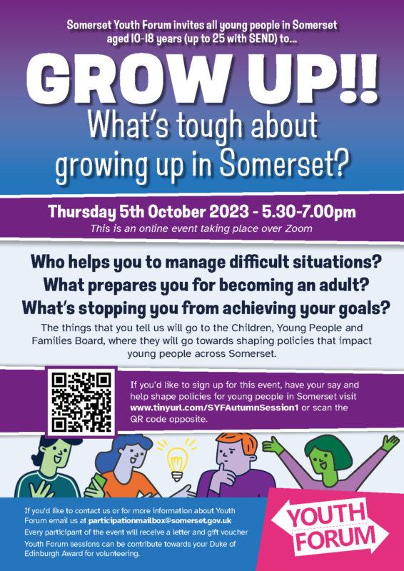 Youth Forum Autumn 2023 Grow Up Poster