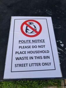No house hold waste in street litter bin