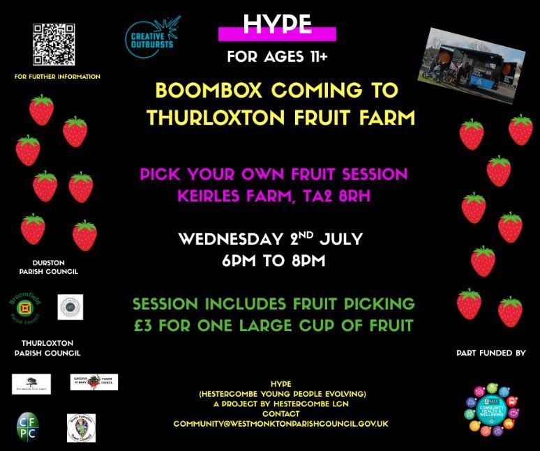 boom box fruit farm poster 2nd July
