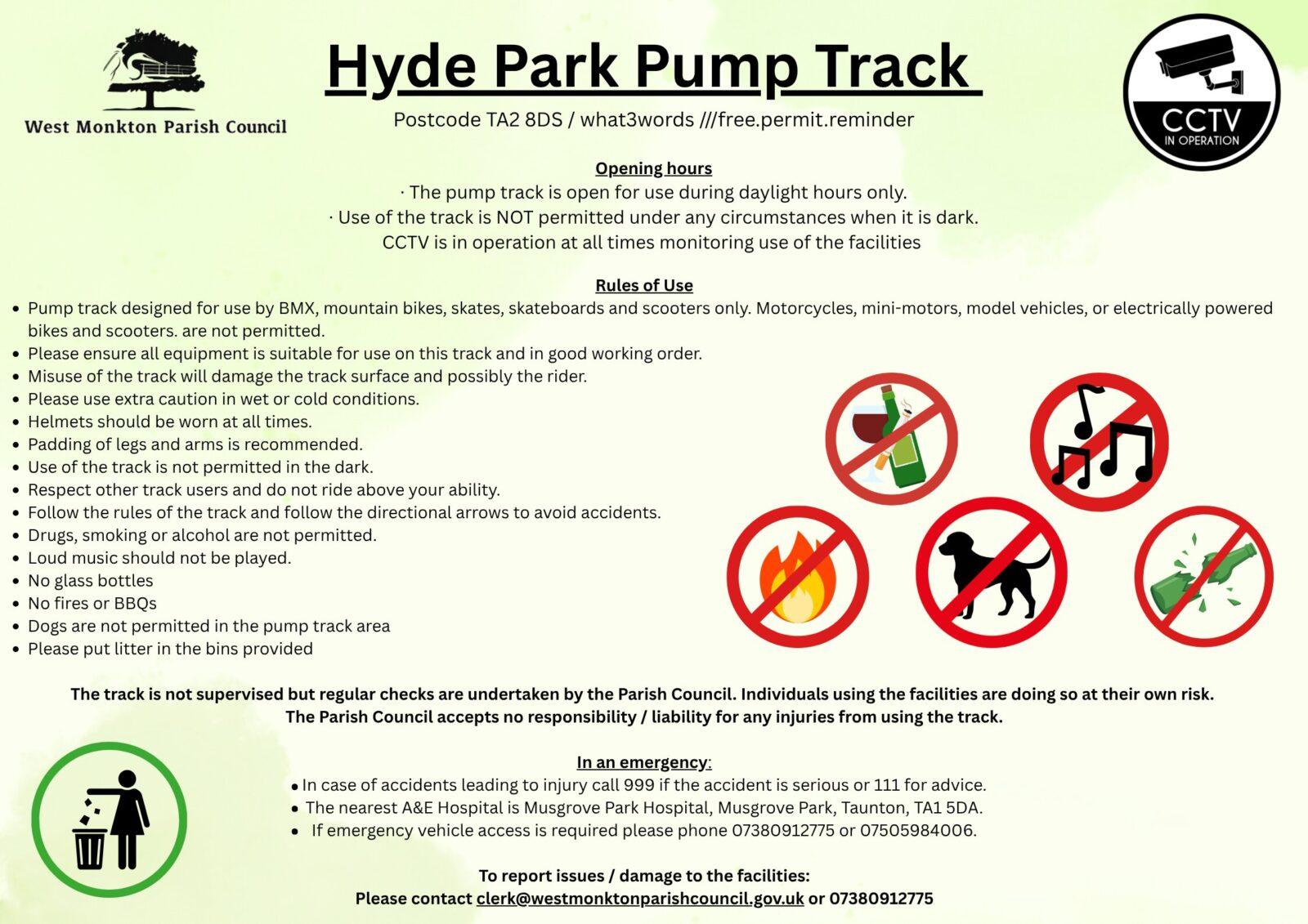 PUMP TRACK GATE SIGN