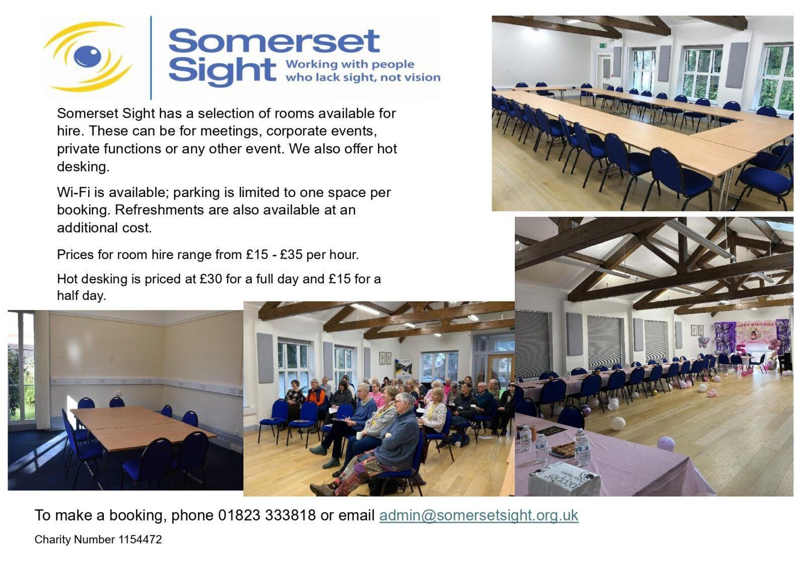 Rooms to Hire at Somerset Sight